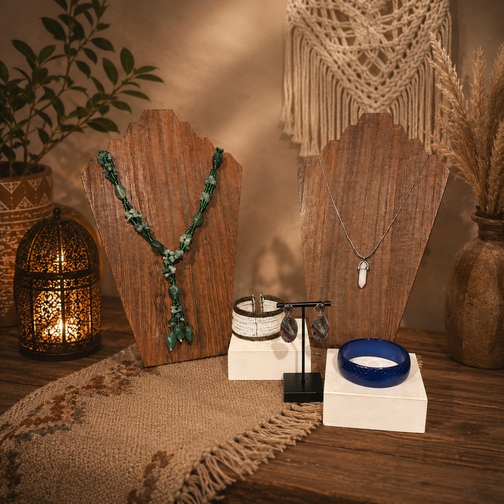 Bohemian themed fashion jewelry including 2 necklaces & bracelets & earrings